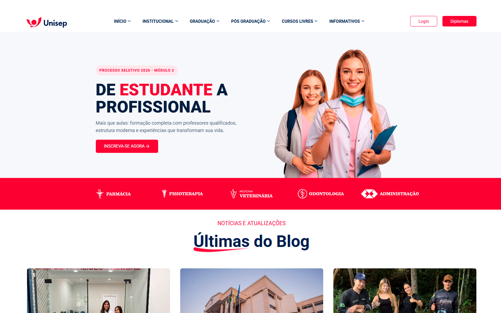 Site institucional e sistemas acadêmicos integrados